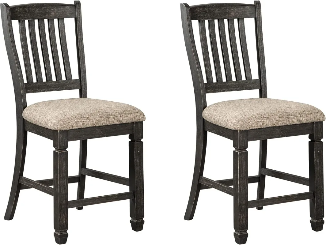 Tyler Creek Farmhouse 24.38" Counter Height Upholstered Barstool Set of 2 Almost Black Polyester 100 % feel good fabric