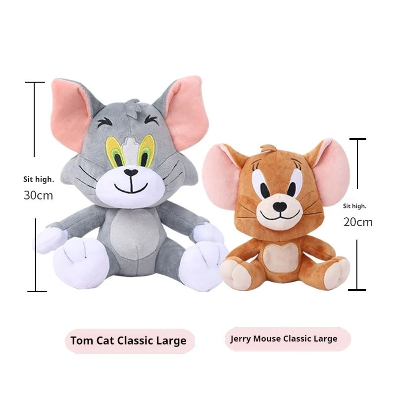 13-30cm genuíno tom e jerry brinquedo de pelúcia clássico cinza tom gato jerry mouse anime boneca periférica macio e confortável presentes de aniversário