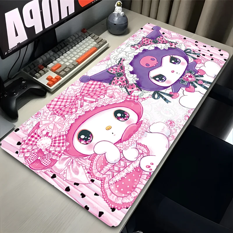 Keyboard Pad Cute Bowknot Mouse Pad Kawaii Desk Mat PC Gamer K-kuromi Rug Office Laptop My M-melody Anime Carpet Home Table Pad