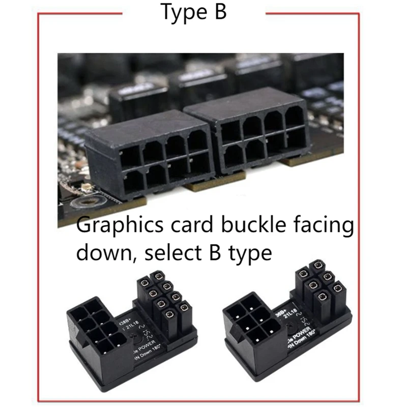 Top-1 Pc Graphics Card Power Supply 180-Degree Steering Connector, Female-To-Male Adapter