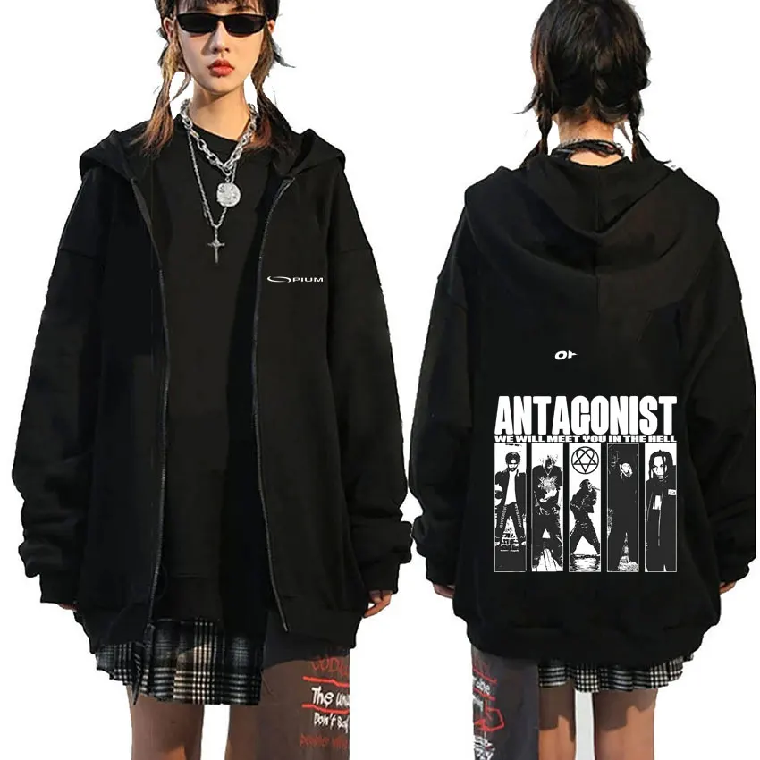 

Rapper Playboi Carti Opium Gang Zipper Hoodie Destory Lonely Antagonist Ken Carson Zip Up Jacket Men Hip Hop Oversized Hoodies