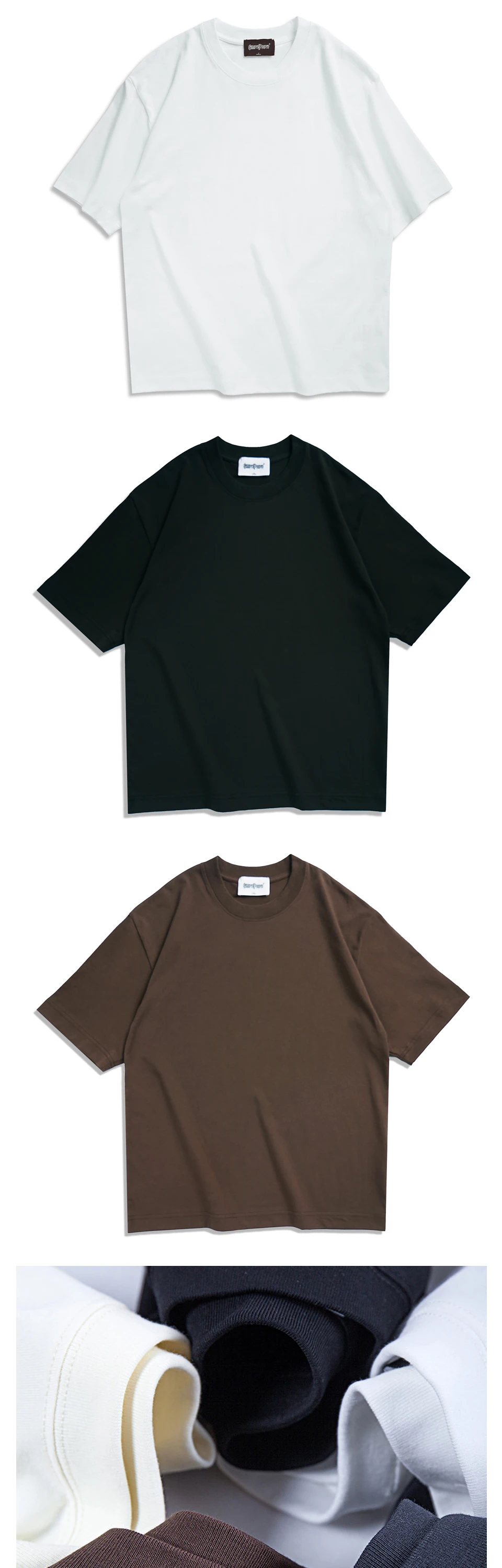 Wavlatii neue Männer übergroße T-Shirts weiblich 260g/m² lässig weiß Streetwear T-Shirts schwarz solide Basic Sommer Tops für junge wmt2401 – Detail 2