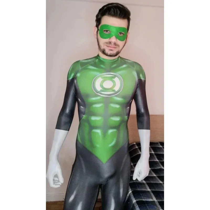 Kostiumy Cosplay Lampion Zielony dla Dorosłych i Dzieci, Męskie, Chłopięce, Zentai, Kombinezon, Strój Superbohatera na Halloween