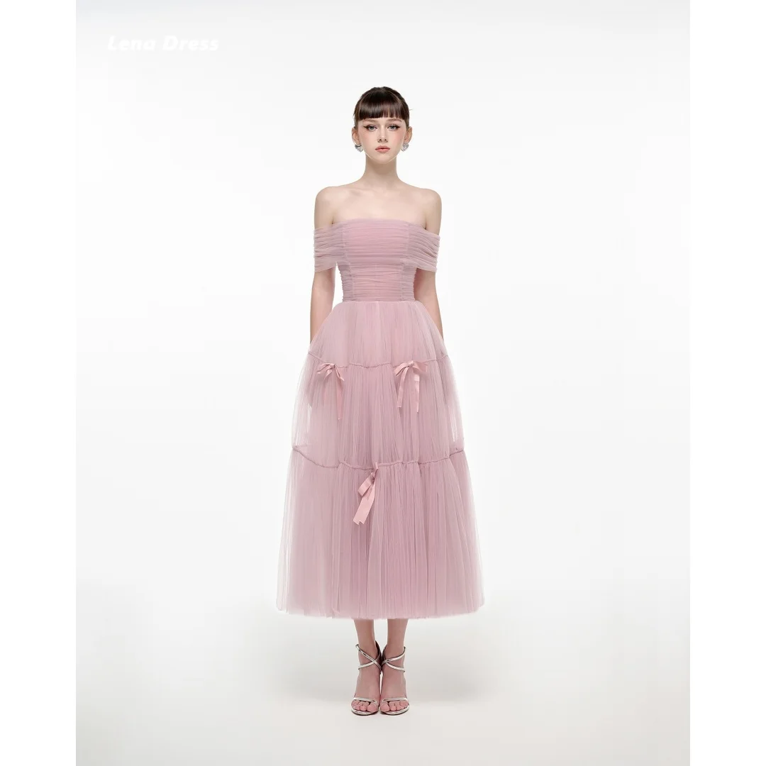 

Lena на заказ Robe De Cocktail Femme розовое скромное платье для выпускного вечера 2025 элегантные женские платья для свадебной вечеринки с открытыми плечами для женщин