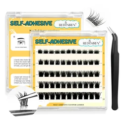 Self Adhesive Lash Clusters Eyelashes Set No Glue Needed Press-on Lashes 8-16mm Individual Lash Extension Kit with Lash Tweezers