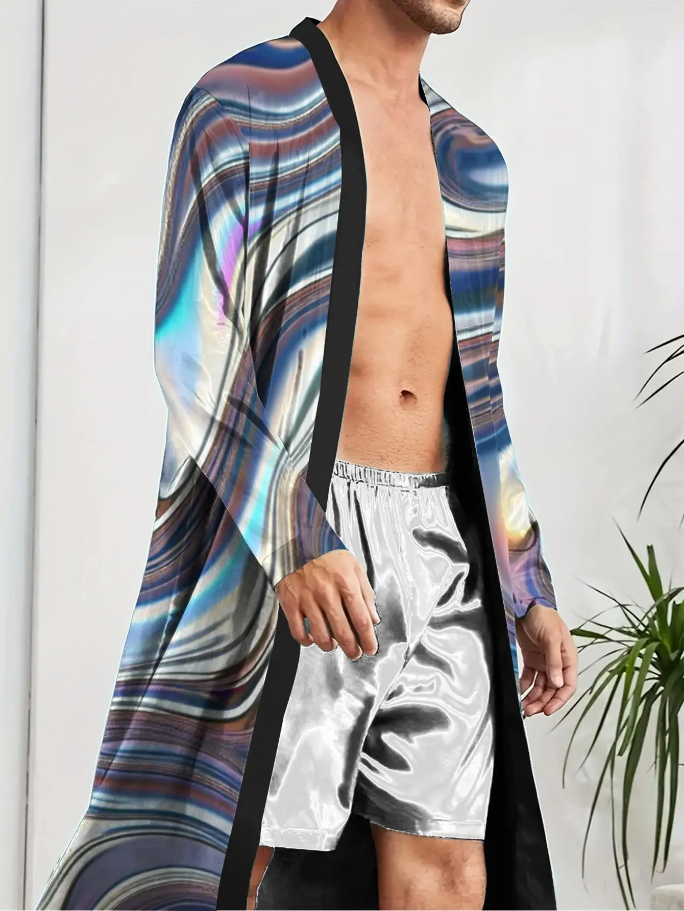 1pcs Men's Robes 2026 Spring/Summer nightie for men 3D Printed Men's pajamas Graphic Polyester Robes Men's bathrobe bath robe