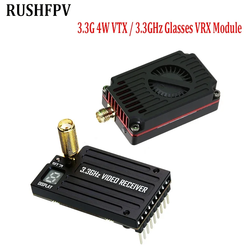 

RUSHFPV 3.3G 4W VTX поддерживает IRC протокол Tramp 7-30V видеопередатчик и модуль VRX для очков 3,3 ГГц для RC FPV дрона дальнего действия