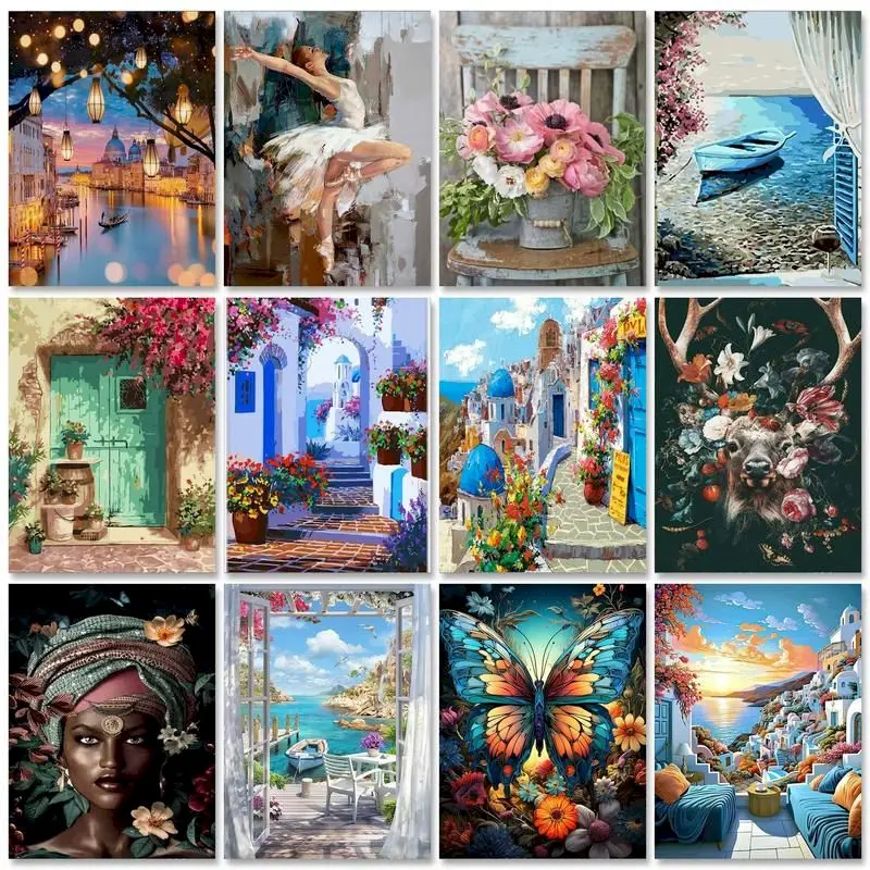 

GATYZTORY Frame DIY Painting By Numbers Landscape pictures by numbers 40*50 Acrylic Paint For Home Decoration Unique Gift