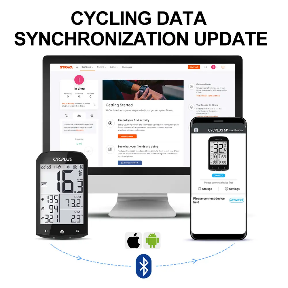 CYCPLUS M1 GPS komputer rowerowy akcesoria rowerowe BLE 5.0 IPX6 wodoodporny bezprzewodowy prędkościomierz — zdjęcie 6
