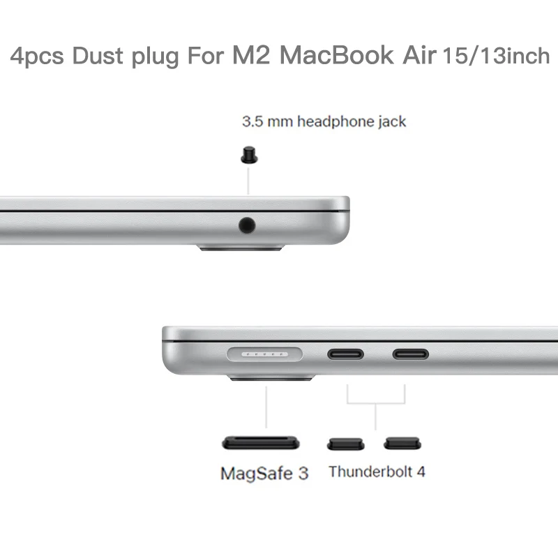 Miękka silikonowa wtyczka przeciwpyłowa do Apple MacBook Air 2024 M3 15 13 cali A2941 A2681 A3113 A3114 korek, pyłoszczelna pokrywa interfejsu