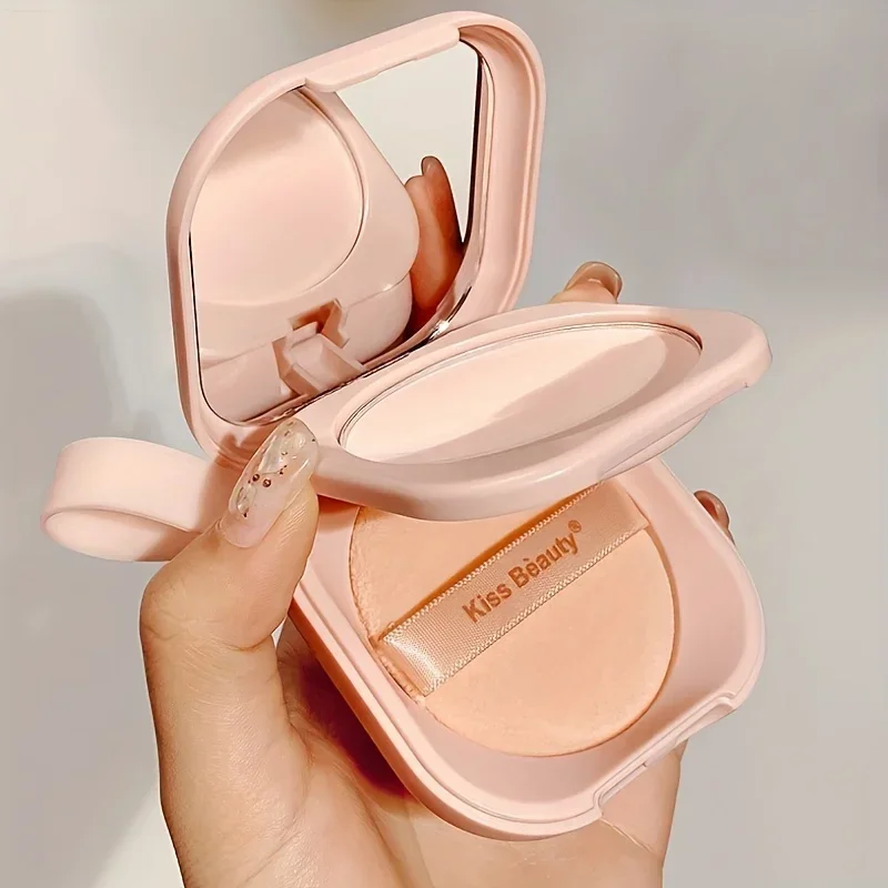 Milk Tea Waterproof Compact Powder - Full Coverage Contour and Concealer Matte Finish Double-Layer Portable Setting Powder