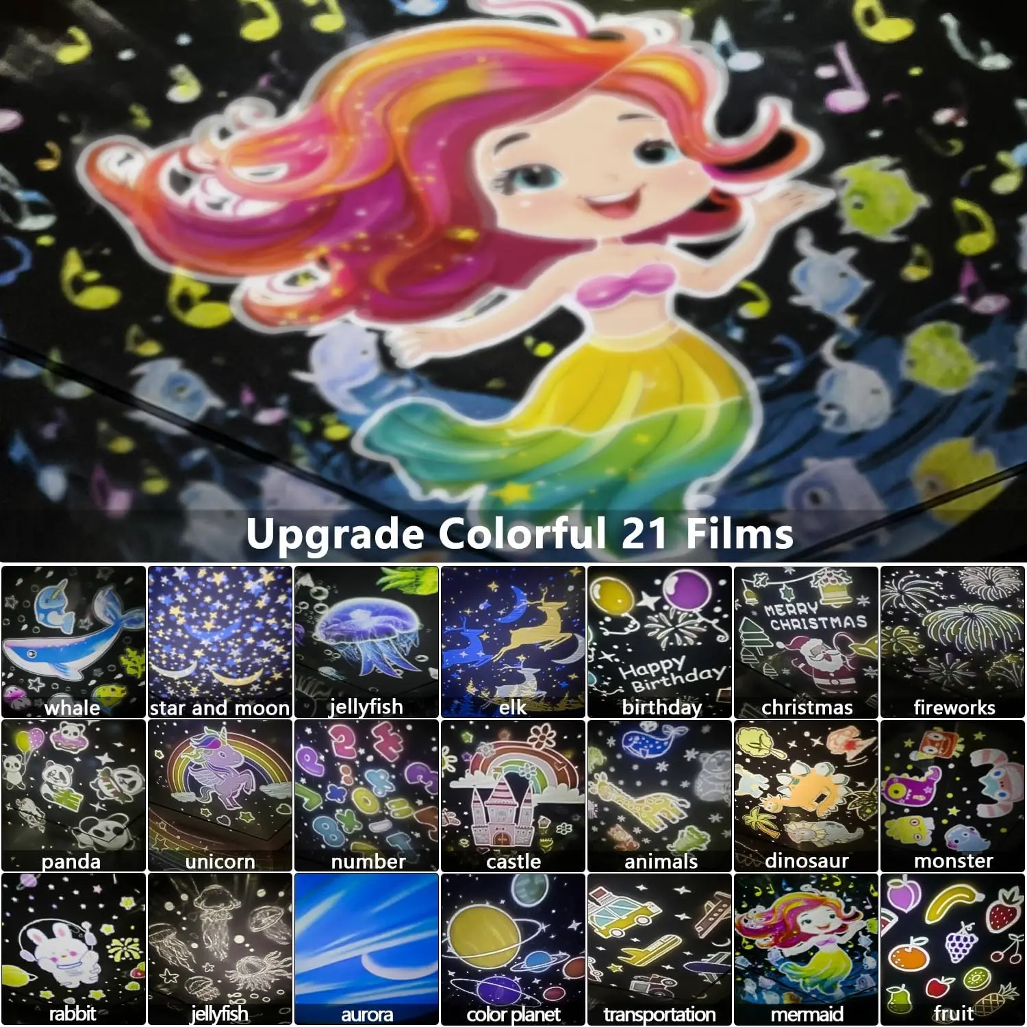 Projektor z koroną fantasy 21 w 1, lampka nocna Galaxy Star, światła projekcyjne, obrotowe światło LED, urodziny, prezenty świąteczne, wystrój pokoju