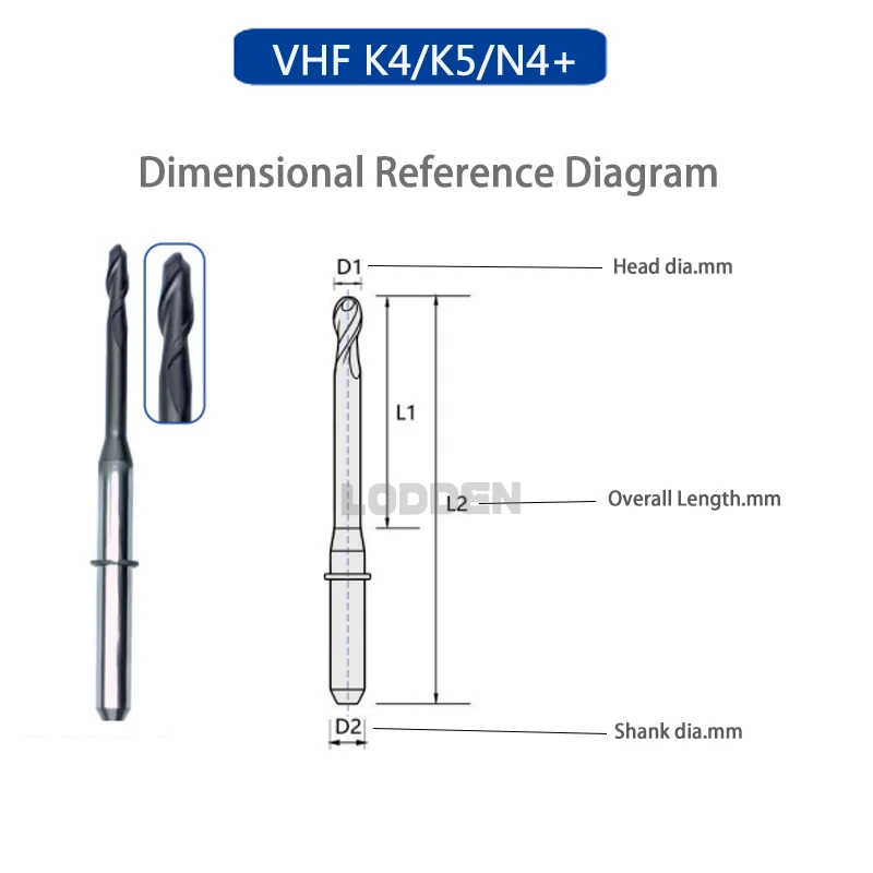 LODDEN Dental Lab Milling Burs Cutter for VHF K5 PMMA NC Needle 35mm D3 Materials Griding Composite Resin Tools 0.6/1.0/2.0mm