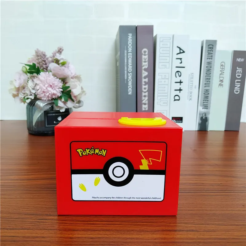 Pokemon Pikachu Piggy Bank Action Figure Anime Cartoon Electronic Plastic Money Box Steal Coin Piggy Bank Kid Birthday Toy Gift