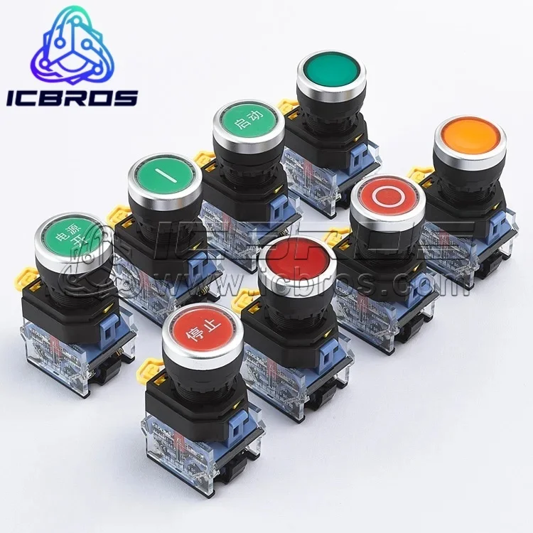 

Кнопка Переключатель самосброс самоблокирующийся Круглый 22 мм Jog LA38-11BN контроль включения питания символ плоской головки