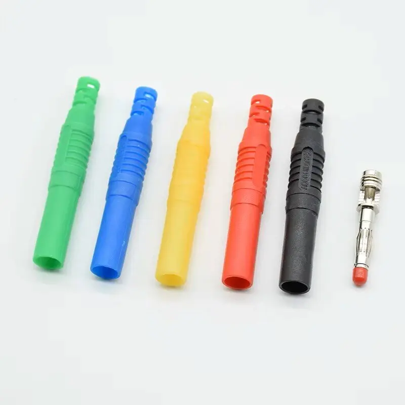 2 sztuk 4mm mężczyzna wtyczka bananowa prosto izolowane drutu bezpieczeństwa lutowane DIY złącza Instrument test wtyczki wysoki prąd wskaźnik napięcia — zdjęcie 2