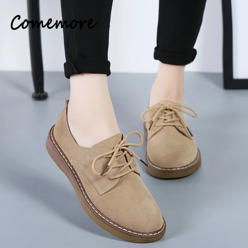 

Comemore Spring Ladies Sneakers Loafers Casual Shoe Moccasin Plus Size 41 Autumn Suede Footwear Flat Women Luxury Oxford Shoes