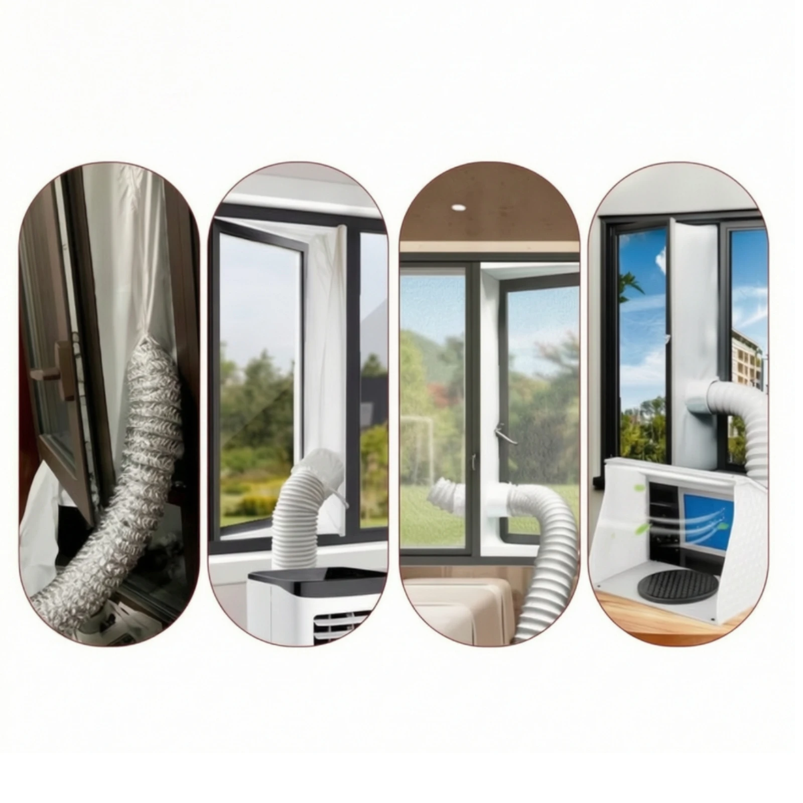 Picture 6: Textile Window Seal with Hose Sleeve Adjustable Portable Air Conditioning Window Seal Kit Baffle Flexible Horizontal