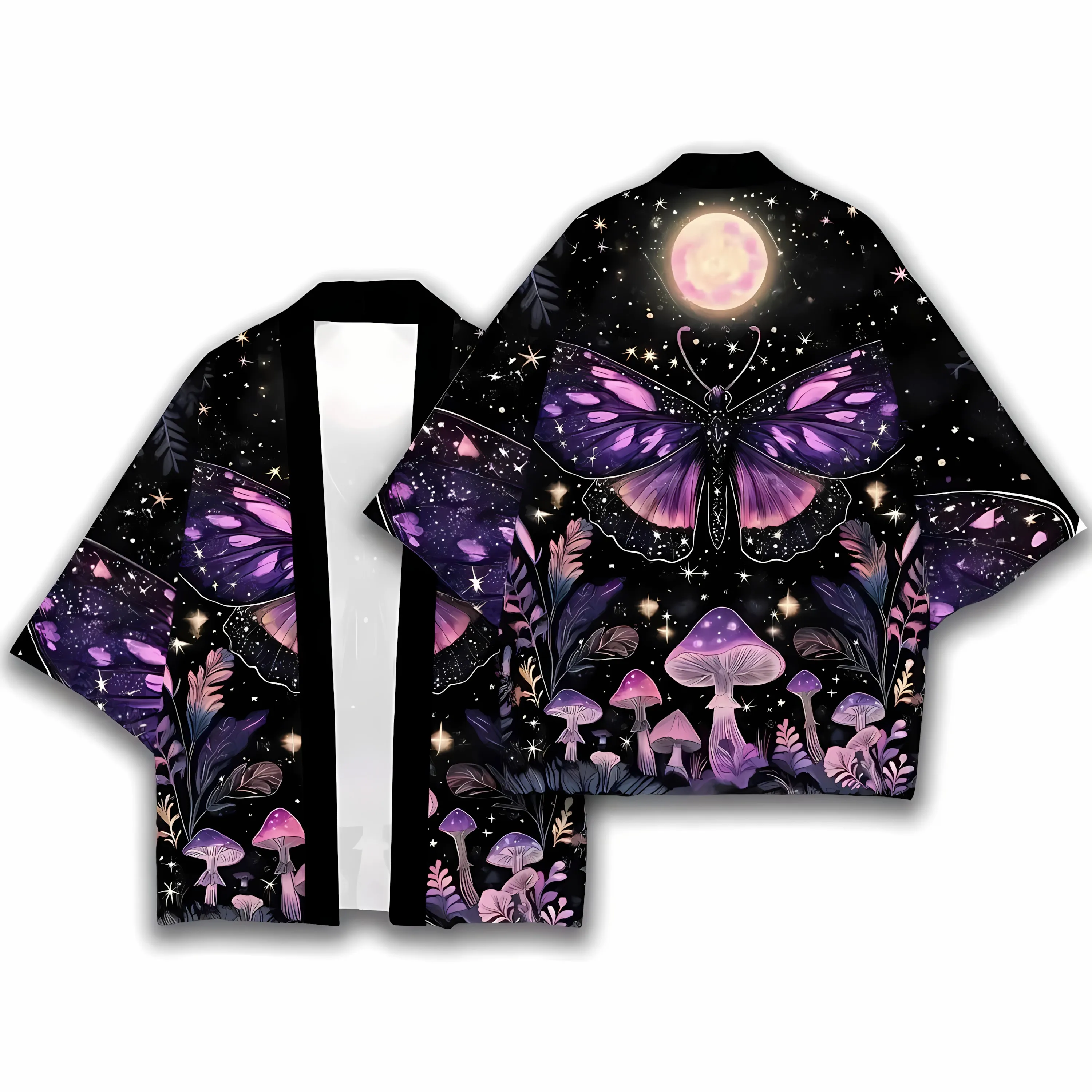 2026 Summer New Style Men's Kimono with 3D Butterfly Pattern Print for Street Casual Fashion Comfortable Soft Breathable