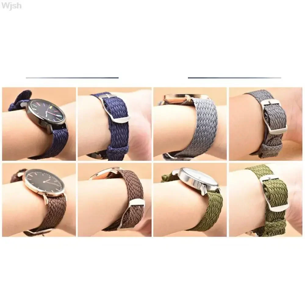 14mm 16mm 18mm 20mm 22mm Nylon Canvas Band Strap atchband Men Women Woven Bracelet Accessories for Perlon Straps