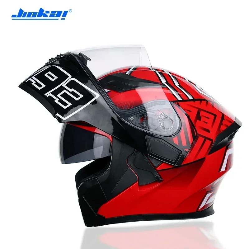 JIEKAI Motorcycle Helmet Flip Up Double Visors Motocross Casco Moto Motorsport Racing DOT Certification