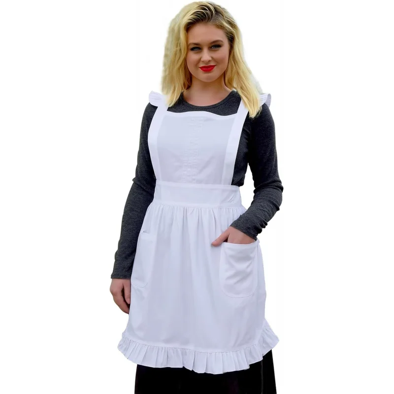 

Cotton Vintage Ruffle Apron, Cross-Back Adjustable Straps, 23 x 27 inches