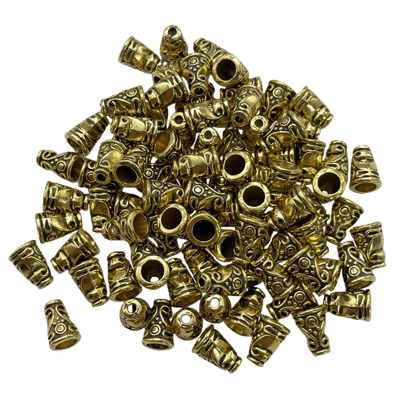 25pcs 7*10mm Ethnic Wind Horn Retro Spacer Bead Cap Rosary Tassel Bracelet Necklace End Connector DIY Alloy Accessories Wholesal