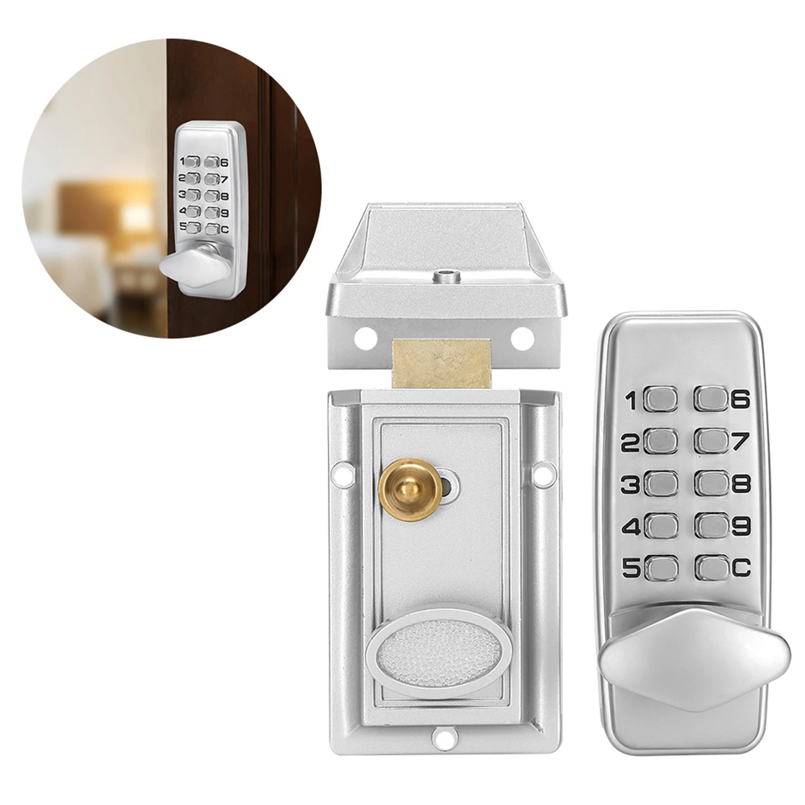 Serrure de porte à mot de passe numérique, casier électronique mécanique étanche, serrure de porte d'entrée sans clé, serrure de porte à bouton-poussoir