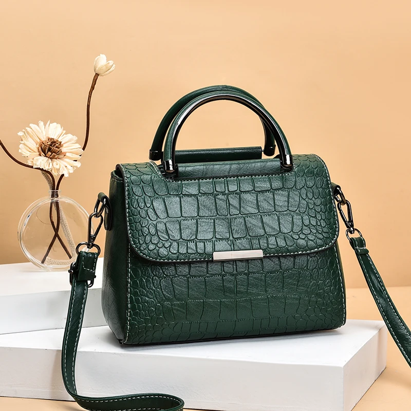 2023 New Leather Tote Bag For Women Winter Classic Vintage Shoulder Handbag Female Small Alligator Crossbody Top-handle