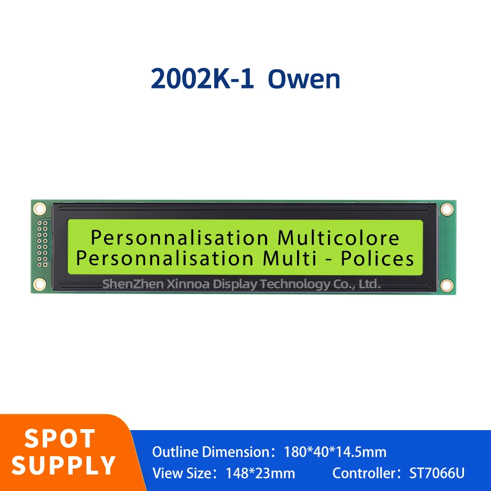 

Three Year Warranty For 3.3V/5V Long Strip LCM Screen 16PIN 180*40MM Yellow Green Film European 2002K-1 Character LCD Module