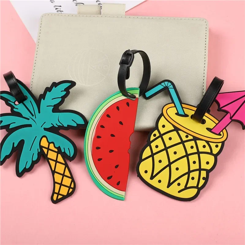 Etichetta per bagagli da viaggio portatile simpatico albero in Gel di silice a forma di frutta valigia ID Addres Holder etichetta per imbarco bagagli accessori da viaggio