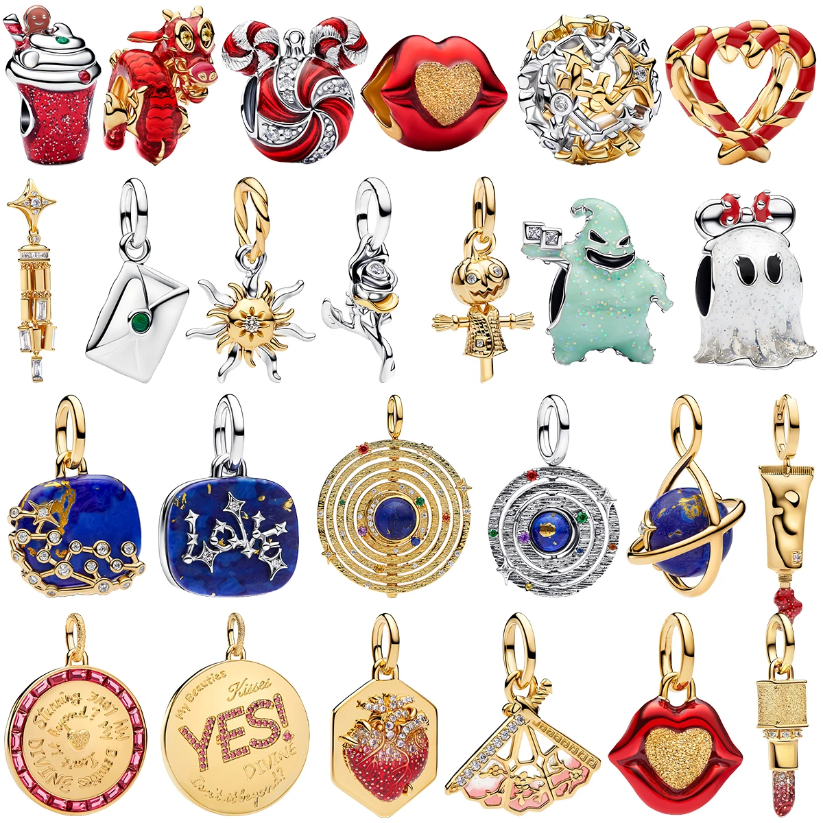 S925 Silver Fantasy Charm Beads Spooky Ghost Gnome Dragon Cosmic Planet Heart Medallion Pendant Fit Bracelet DIY Fashion Jewelry