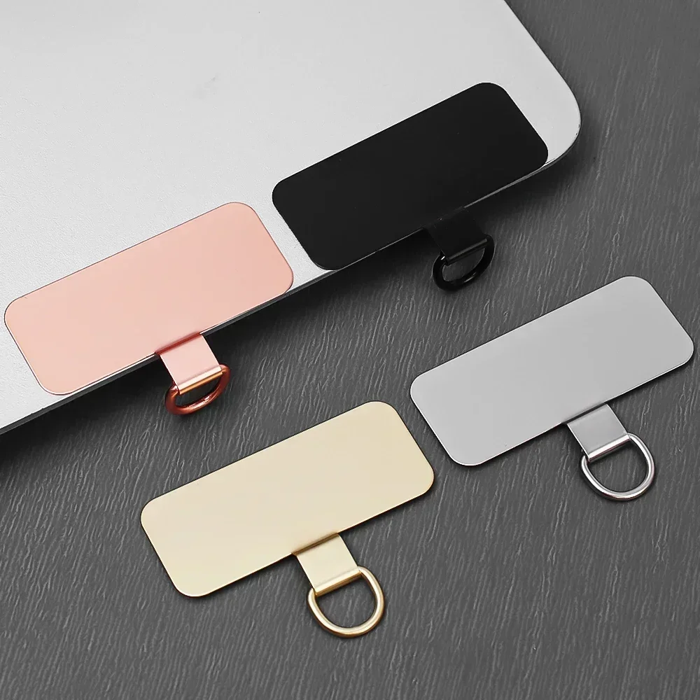 3개입 스테인리스 스틸 폰 랜야드 패치 가스켓 초박형 금속 폰 걸이 끈 테더 탭 교체용 안전 연결 부품