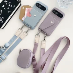 Crossbody Coin Purse Wallet with Card Holder Phone Case for Google Pixel 9 8 7 6 Pro XL 8A 7A 6A 5A PU Leather Protective Cover