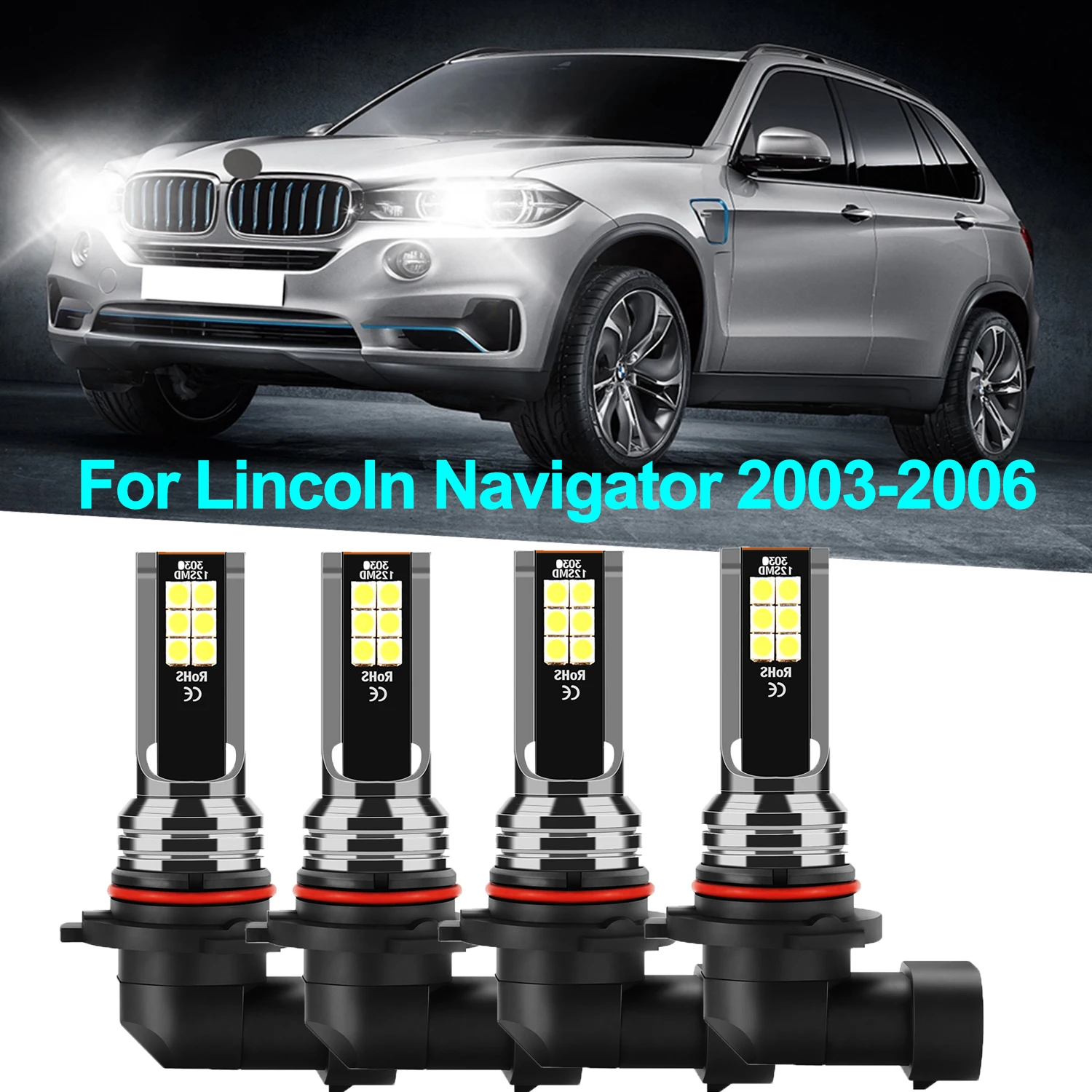 

For Lincoln Navigator 2003-2006 LED Fog Light Lamps 9006 9005 LED Bulbs 6000k High Intensity 3570 CSP Chips No Fan