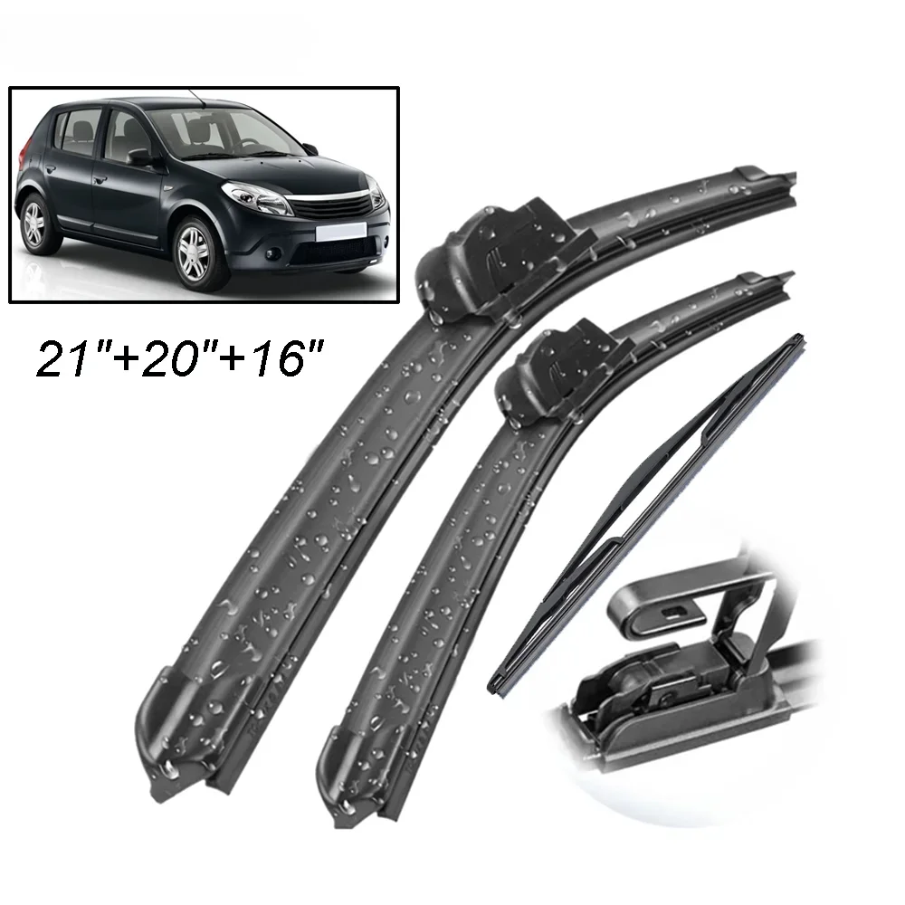 Car Wiper Front & Rear Wiper Blades Set Kit For Dacia Renault Sandero MK1 2007 - 2012 Windshield Windscreen Window 21