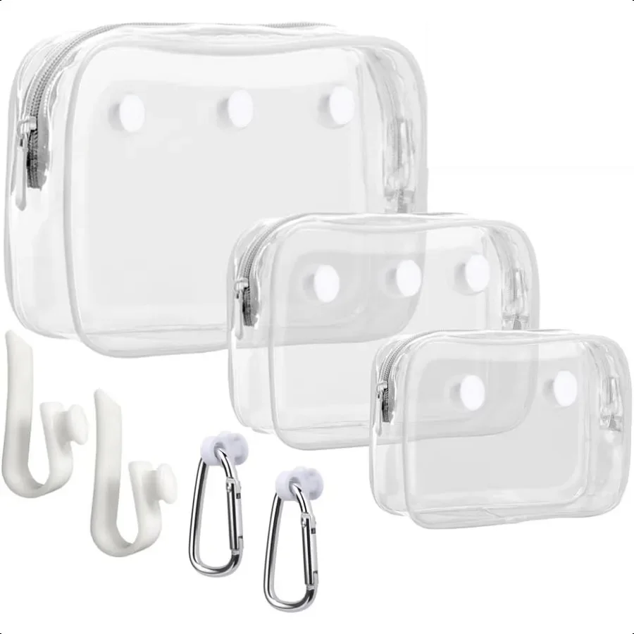 

3 Packs Clear Bogg Beach Tote Bag with 2 Pack Insert Hooks Accories for Bogg Bags Travel Makeup Clean Toiletry Brush Organizer