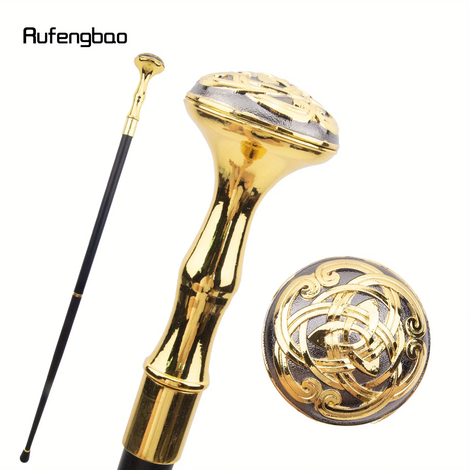 Circular Ring Totem Relief Walking Cane Fashion Walking Stick Gentleman Crosier Knob Walking Stick Performance Stage Cane 93cm