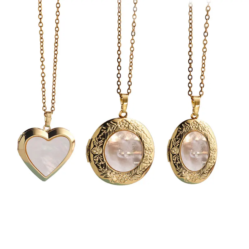 1pc New DIY Engraving Round Oval Heart Shell Stainless Steel Locket Charms Necklaces Secret Women Memorial Making Jewelry Gift