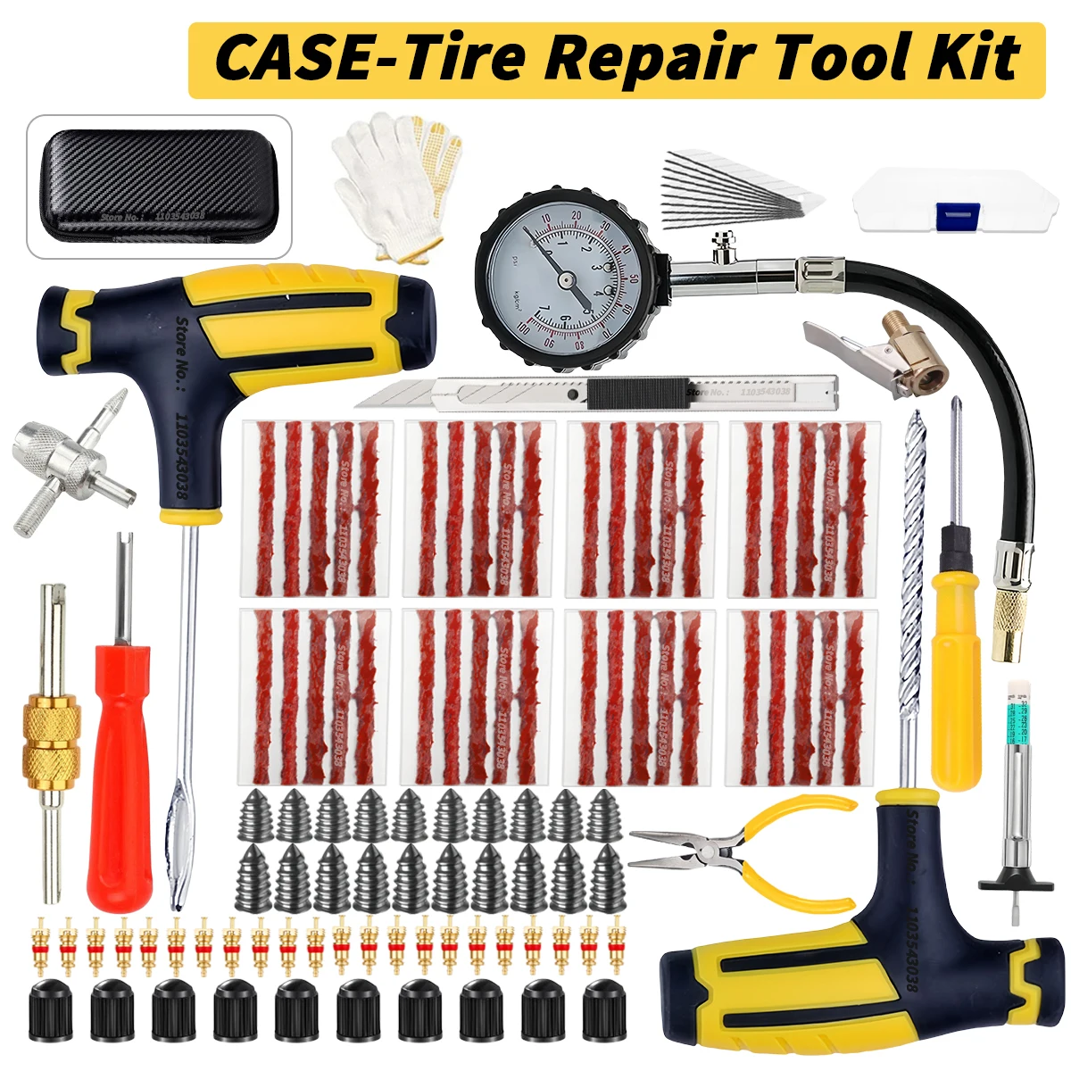 Car Tire Repair Tool Set Vacuum Tire Special Emergency Motorcycle Electric Vehicle Universal Rubber Strip Quick Tire Repair