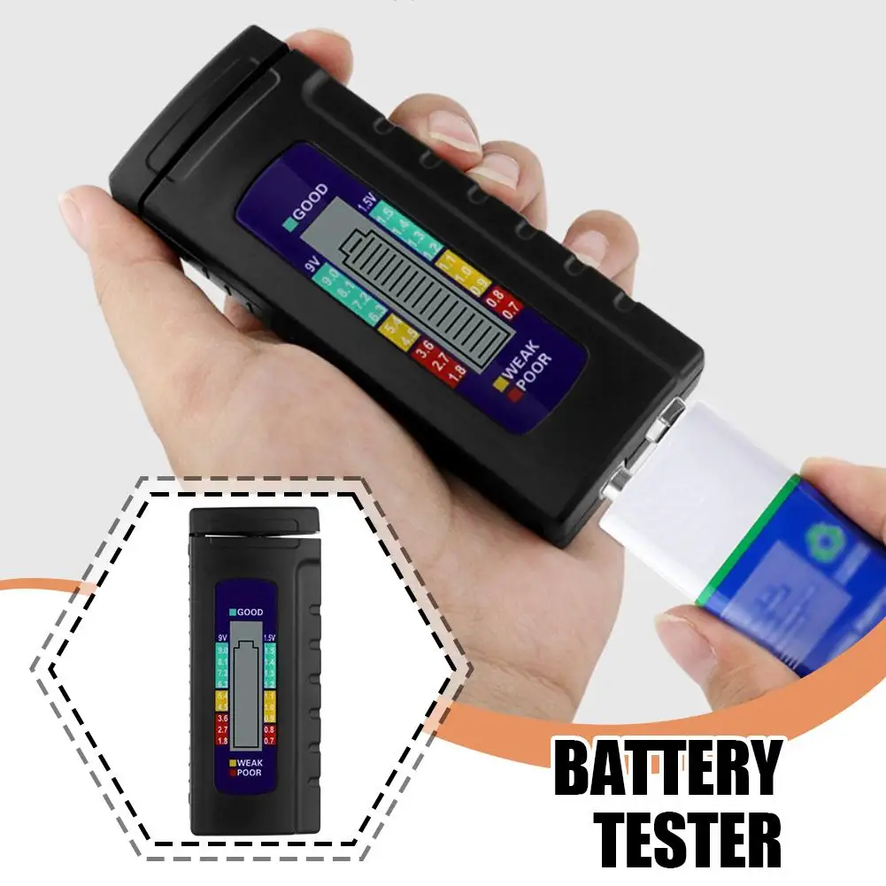 

Handheld Digital Battery Tester with LCD Display Universal Portable Diagnostic Tool for AAA, AA, and Button Cell Batteries J3A5