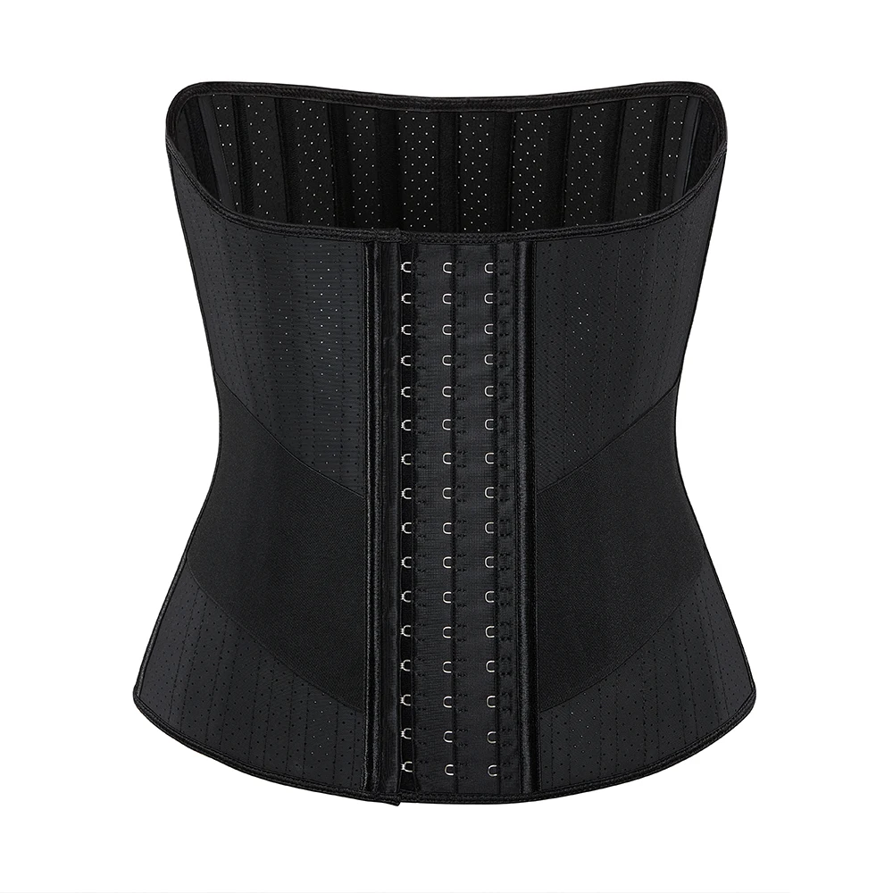 Hook And Eye 30CM Height Long Torso Waist Trainer Fajas Latex Sashes Perforated Girdle Slimming Belt