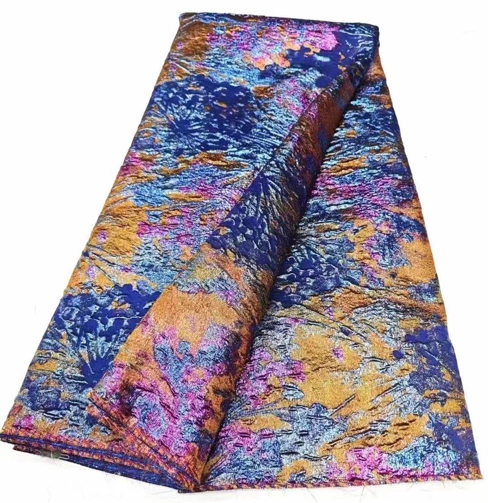 Gold Brocade Lace Fabric with new material African Jacquard Lace Fabric High Quality Nigerian French Tulle Lace Fabric