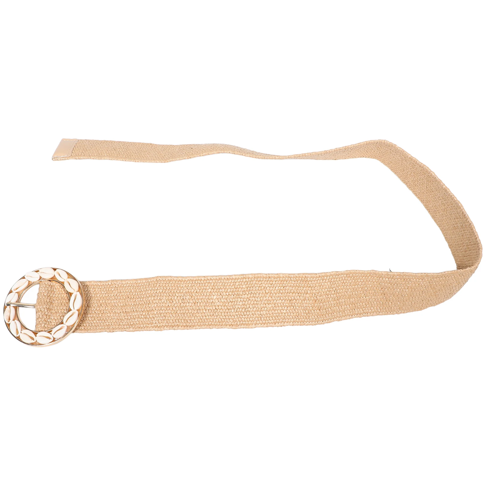 

Boho Elastic Shell Round Buckle Vacation Skirt Pants Braided Macrame Braided Elastic Belt Skirt Belt Long Waist Fashion