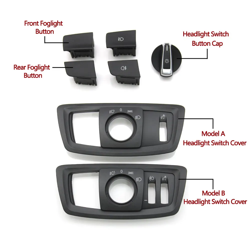 Car Headlight Switch Panel HeadLamp Rotary Front Rear Foglight Button Cover For BMW 1 2 X1 X2 Series F20 F21 F48 F49 F22 F23 F39
