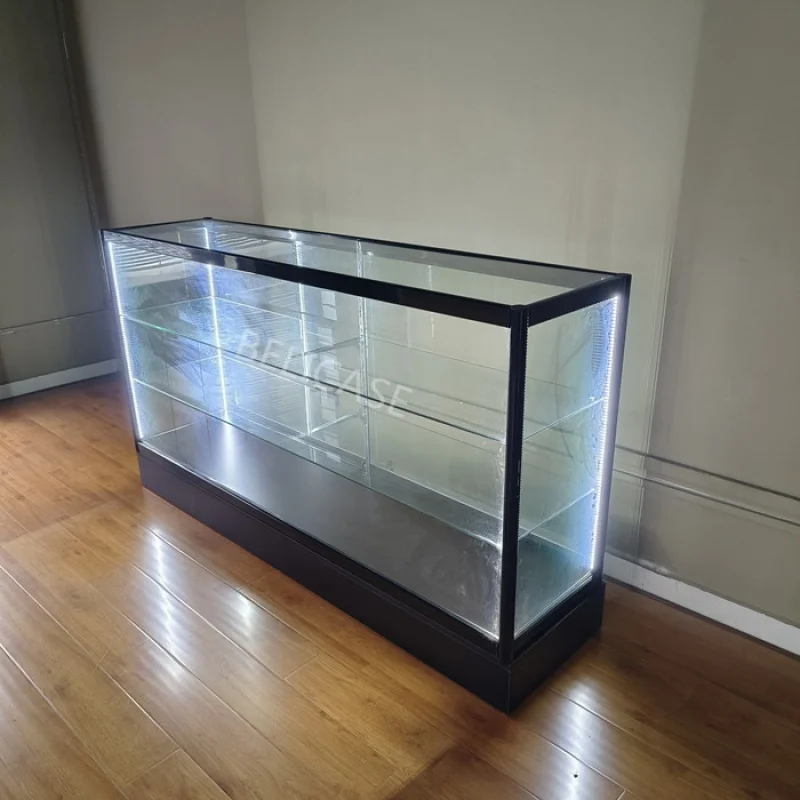 custom，Full View 6 Feet Economic Glass Display Cabinets With Led Lighting Glass Display Showcase For Retail Smoke S