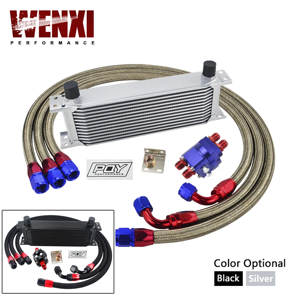 UNIVERSAL 13 ROW AN10 ENGINE TRANSMISS OIL COOLER KIT + FILTER RELOCATION WITH PQY STICKER+BOX WX7013+KIT3