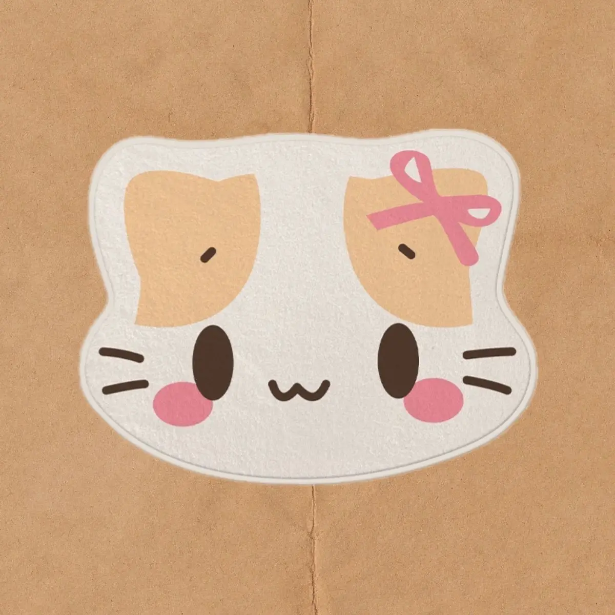 Cute Masyumaro Fluffy Fuwa Nyanko Cat WIth Pink Bow Carpet Special-shaped Diecut Carpet Floor Mat Room Mats Rug Cashmere-like