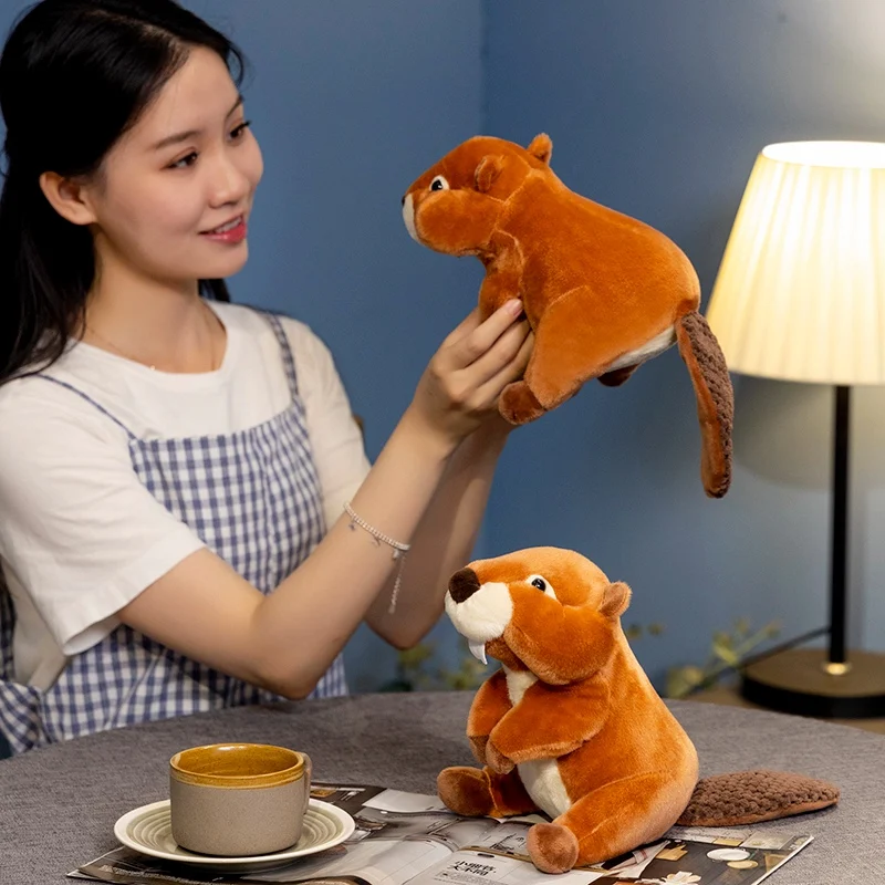 Jouet en peluche castor marmotte pour la décoration intérieure, jouet kawaii mignon, simulation d'animaux sauvages, beurre réaliste, cadeau de Noël, 20cm