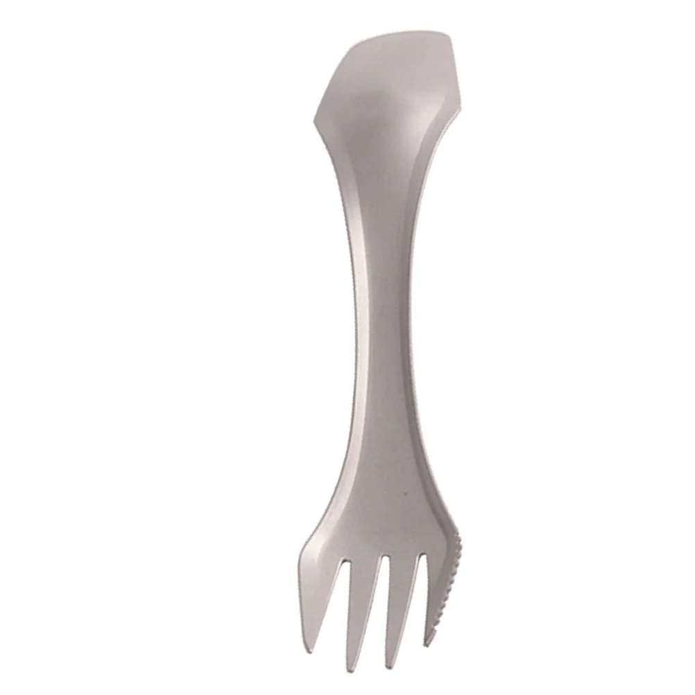 3 في 1 أدوات مائدة للتخييم من التيتانيوم ملعقة شوكة محمولة للشواء أدوات مائدة خارجية 3 في 1 ملعقة تخييم سبورك أدوات خارجية